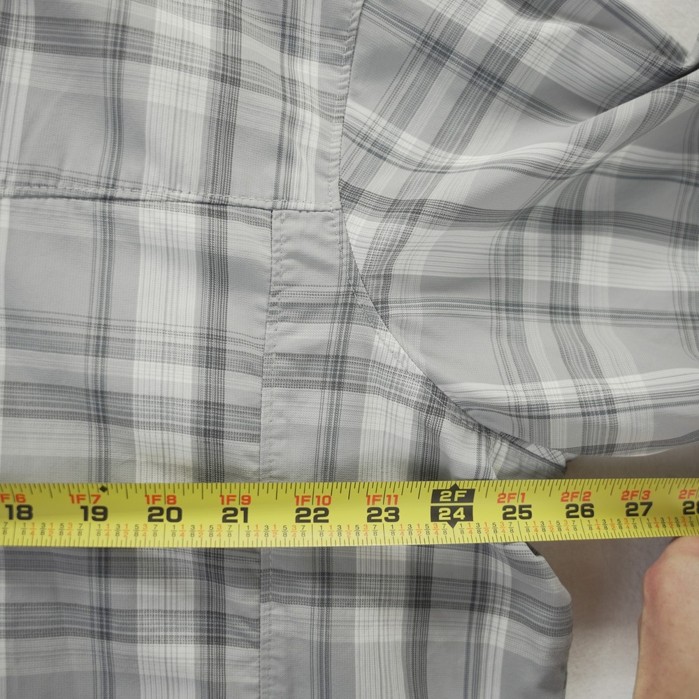 Columbia PFG Omni-Shade Mens XXL Grey Plaid Vented Short Sleeve Fishing Shirt - Picture 6 of 10